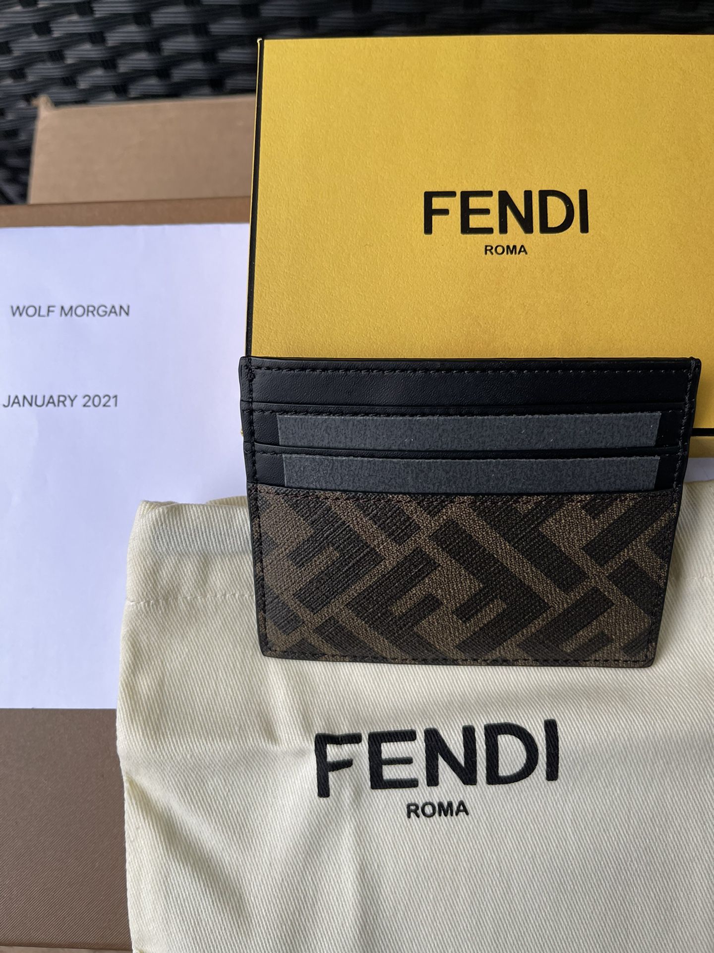 Fendi Black & Brown `Forever Fendi' Card Holder for Sale in Saugus