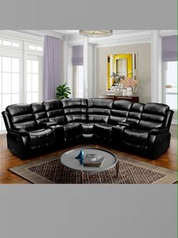 ⭐️Furniture Sale!⭐️ Brand New Faux Leather Reclining Black Sectional! $50 Down Takes It Home Today!