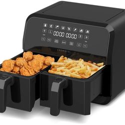 CROWNFUL 8 Quart Air Fryer, 8 in 1 Dual Basket with Independent Temperature Control(50+ Recipes), Dual Cook, Sync Finish and Shake Reminder Function, 