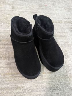 black mini platform boots