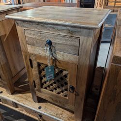 One Drawer One Door Handcrafted Mango Wood End Table