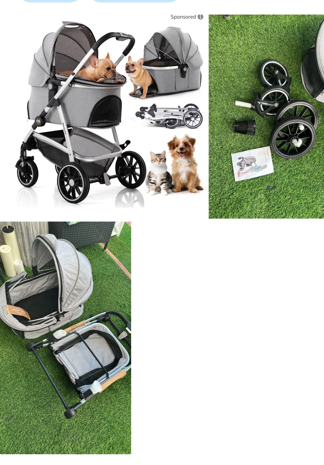 NEW Kenyone Pet Stroller 3 in 1 for Medium Small Size Dogs Luxury Large Cat Stroller Detachable