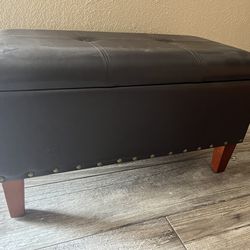 Brown leather Bench with Storage