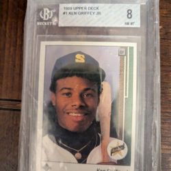 1989 Ken Griffey Jr Upper Deck Rookie Card Beckett Graded 8