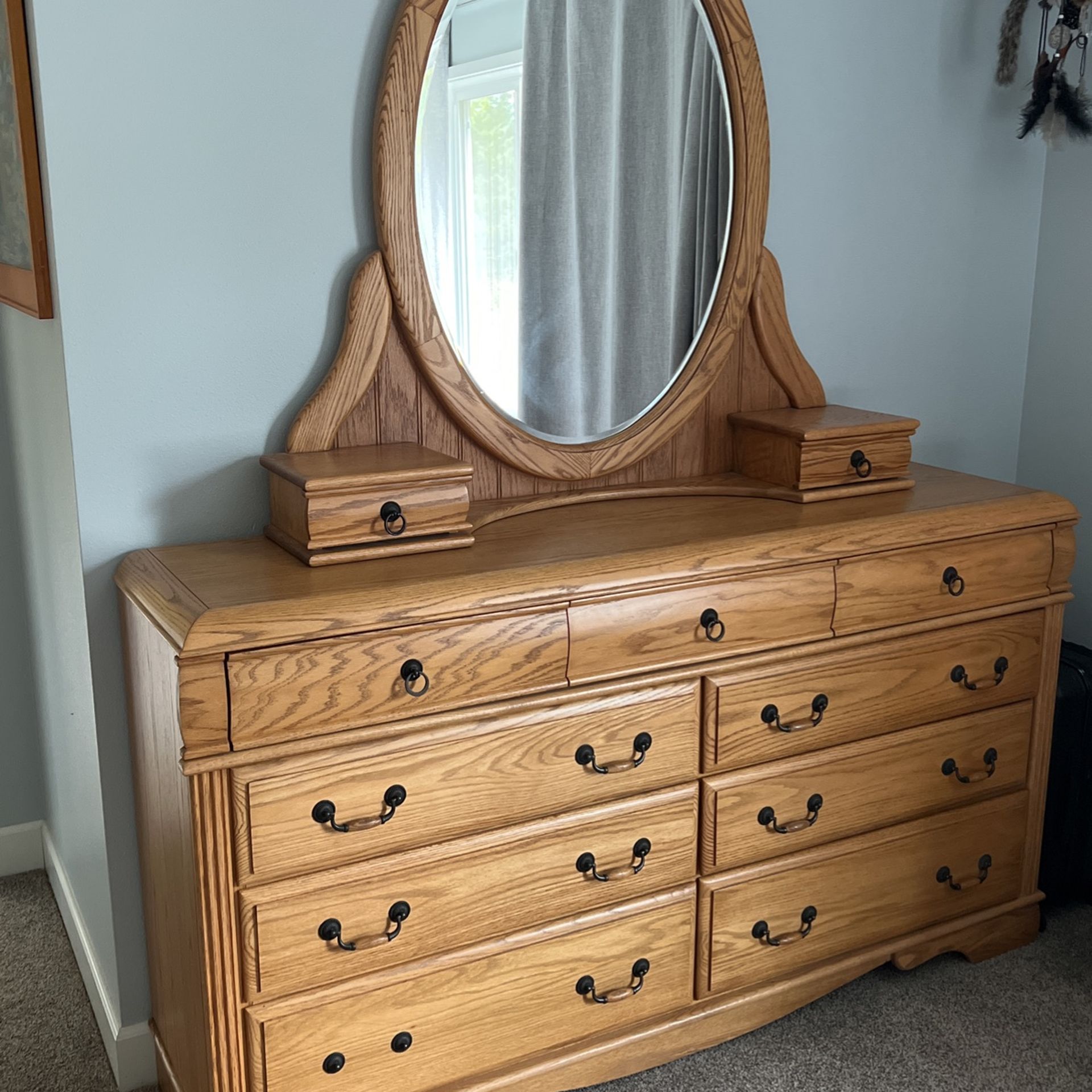 Oak Dresser With Mirror