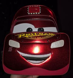 Brand New! Loungefly Disney Pixar Cars Lightning McQueen Metallic Red Mini Backpack