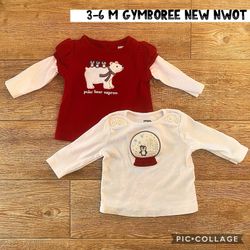 3-6 M baby NEW NWOT penguin tops, red, gray, white, polar bear
