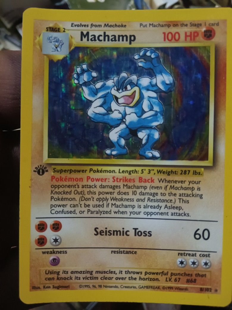 Holographic Machamp First Edition Pokemon Card!!!