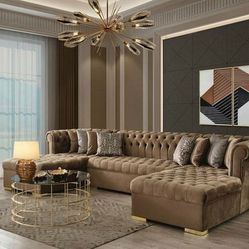 Lauren Velvet Mocha Double Chaise Sectional

