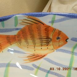 Colorful Hand-Painted Fish Serving Bowl
