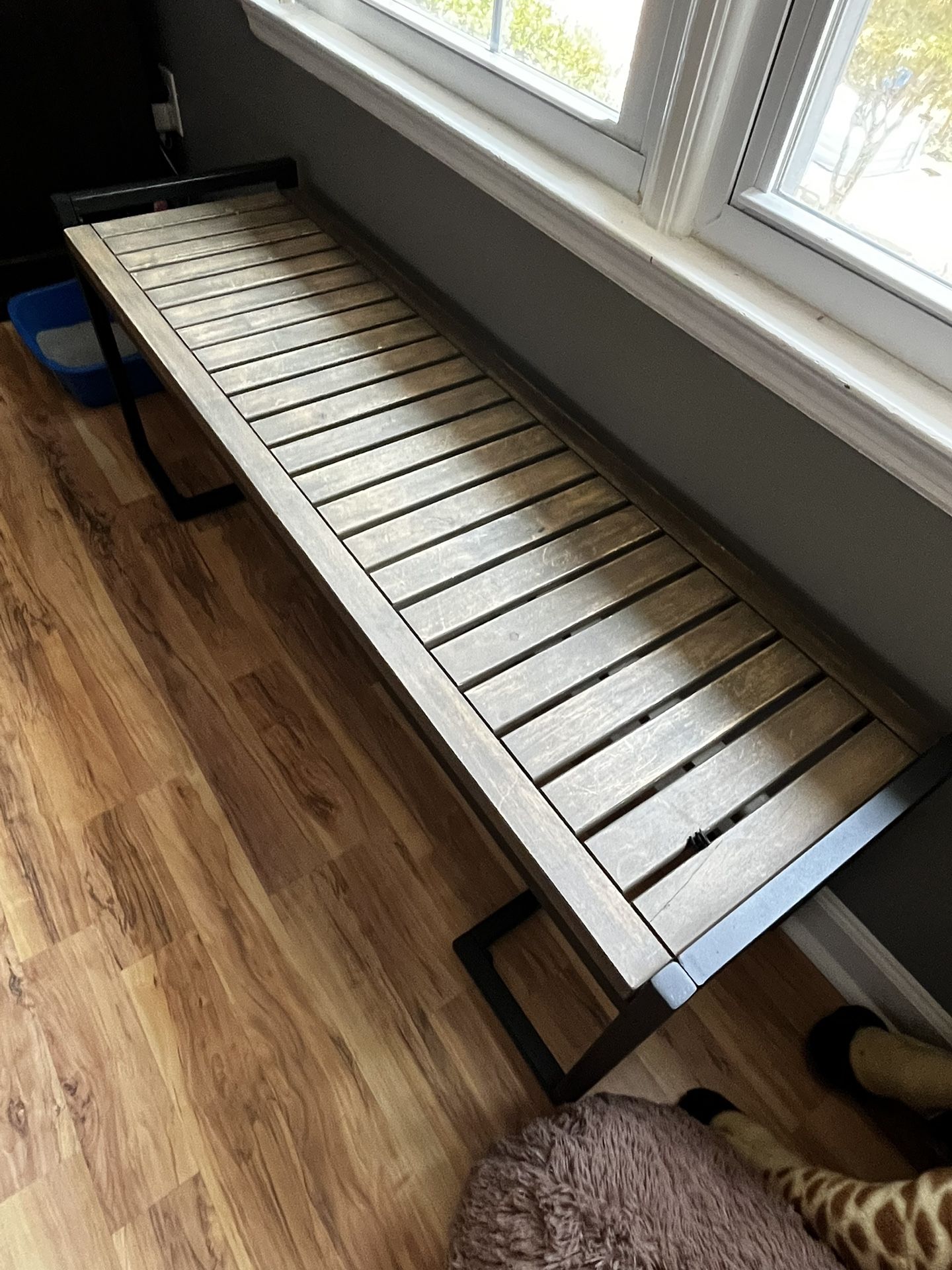54” Wooden Bench with Metal Frame – Sturdy & Stylish