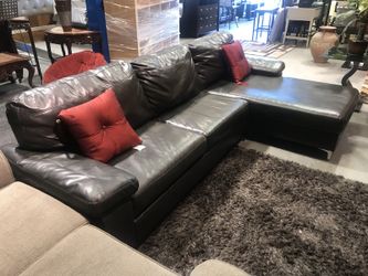 Black leather sectional