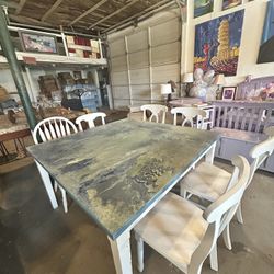 Large Beachy Dining Table For 8 (55x55x30)