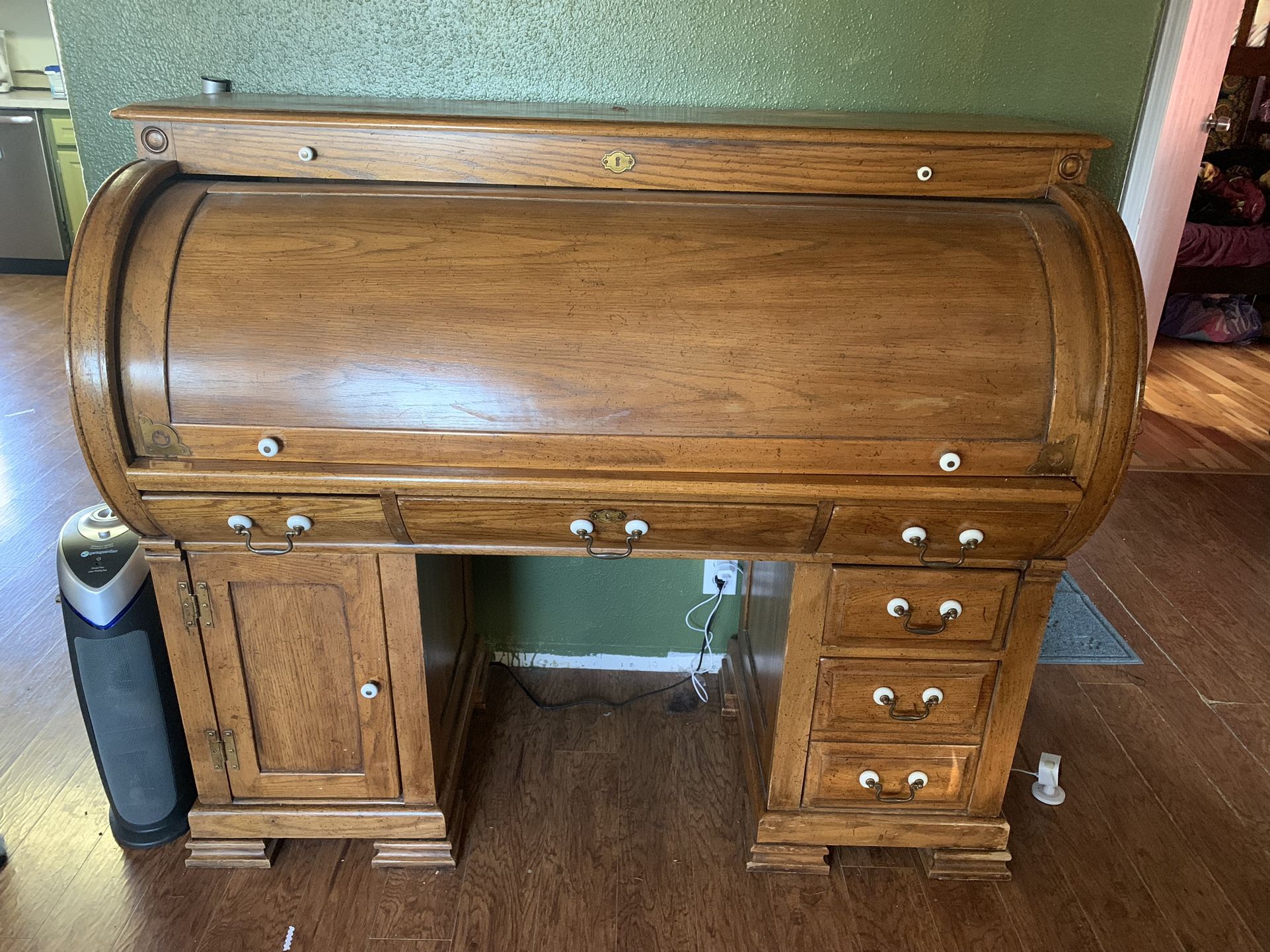 Solid Wood Roll Top Desk- NEED GONE-Make Offer