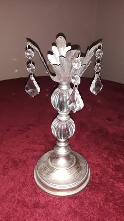 10.5" Candle Holder Brushed Nickel Finigh Glass Balls