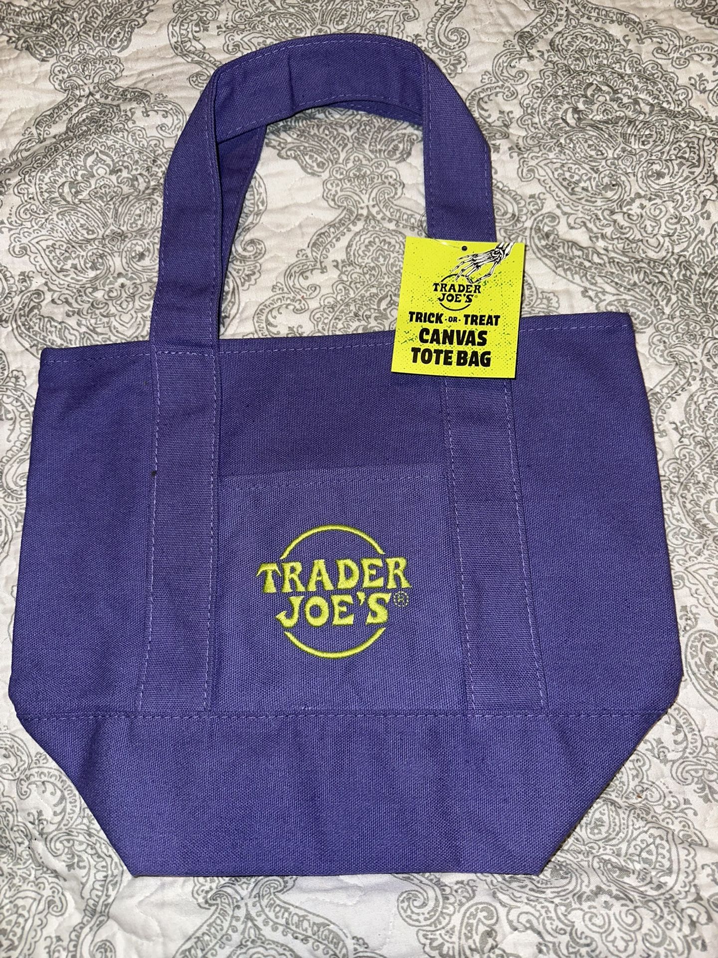 Trader joes 2025 Halloween mini canvas tote bags Trick or treat canvas tote bags