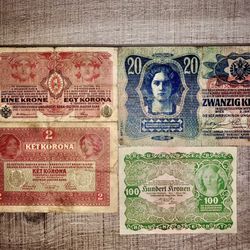 🇦🇹 Austria assortment of 4 old banknotes. Original
