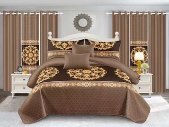 10 Piece King Comforter Set Bedspread New