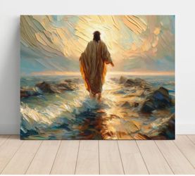 Jesus walking on water Art Print Christian symbolism