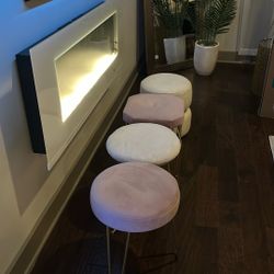 Pink/ White Ottomans 