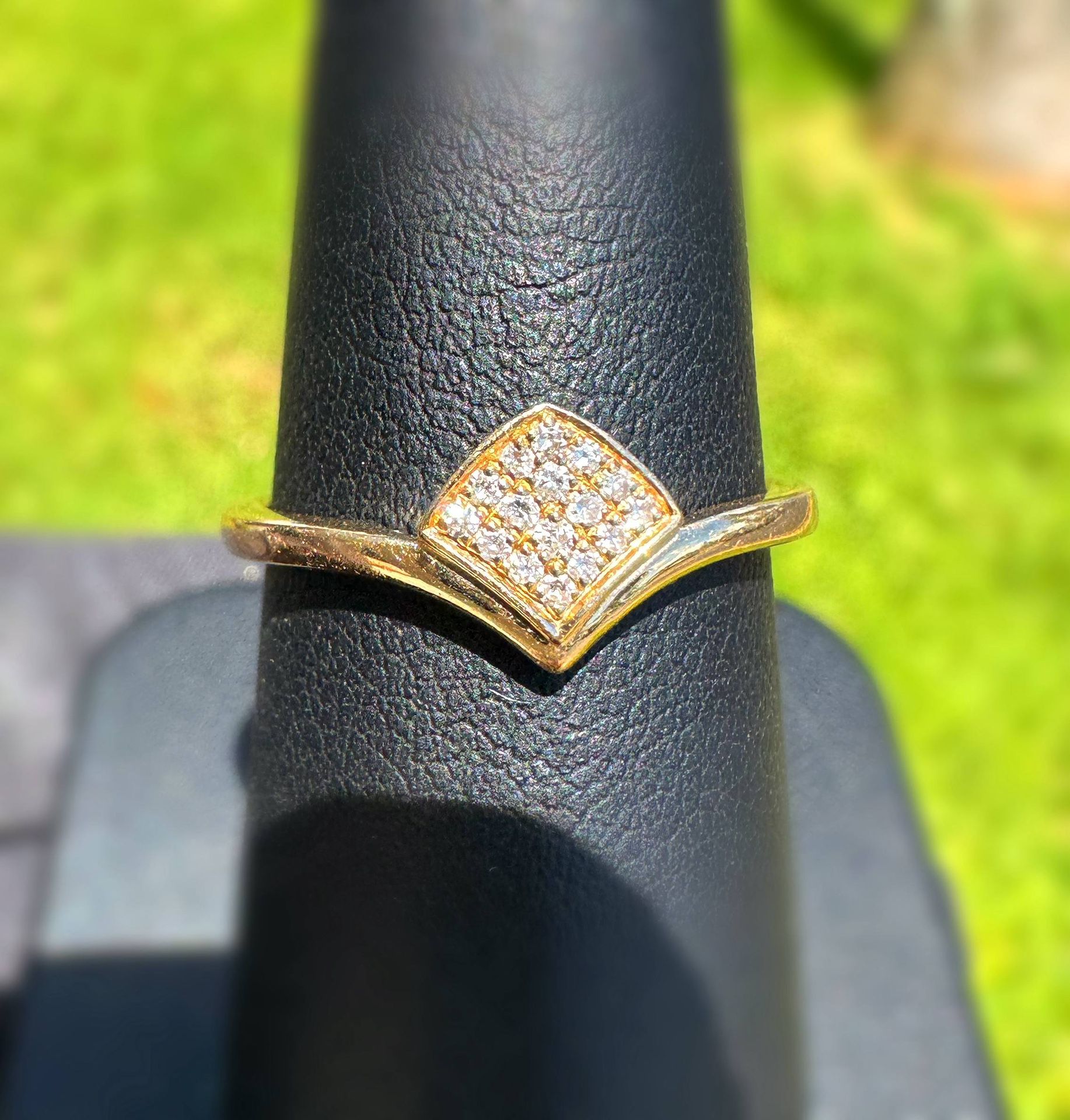 Jewelry 14k solid yellow gold natural diamonds 0.30CTW crown rhombic ring size 7.00