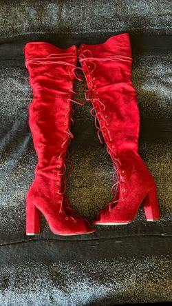 Red Suede Boss Walk Thigh High’s