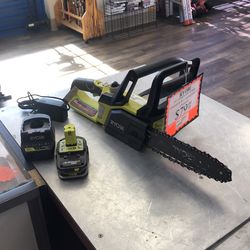 1003 Ryobi P546 18v Lithium Ion 10” Bar Chainsaw W/ 1.5ah Battery & Charger 560629