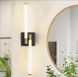0911: New Bathroom Vanity Light Fixtures Over Mirror, 24 inch LED Black and Gold Vanity Lights Bar Modern Wall Sconce Lighting for Bathroom Bedroom Li