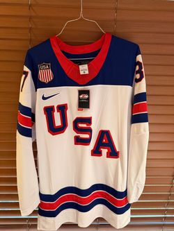 Connor Hellebuyck AUTHENTIC Nike USA Olympic Jersey Gold Medal Size Large (L)