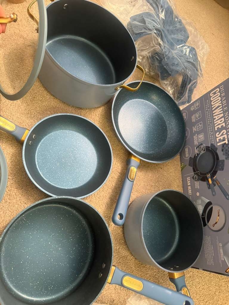 Thyme & Table 12-Piece Non-Stick Granite Collection Cookware Set, Pots and Pans Set - Hunter   New sealed packages   Included with this set is and 8- 