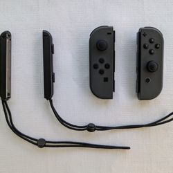 1 Pair of Grey OEM Nintendo Switch Joy-Con Controllers with Wrist Straps (No Joy-Con Drift)