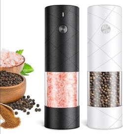 Rechargeable Electric Salt and Pepper Grinder Set, Automatic Salt and Pepper Shakers, Adjustable Coarseness Pepper Grinder with Led Kitchen and Home A