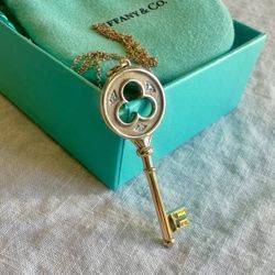 Tiffany & Co 18k Gold and Diamond Clover Key