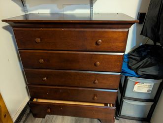 Solid Wood 5-Drawer Dresser – Dark Cherry Finish