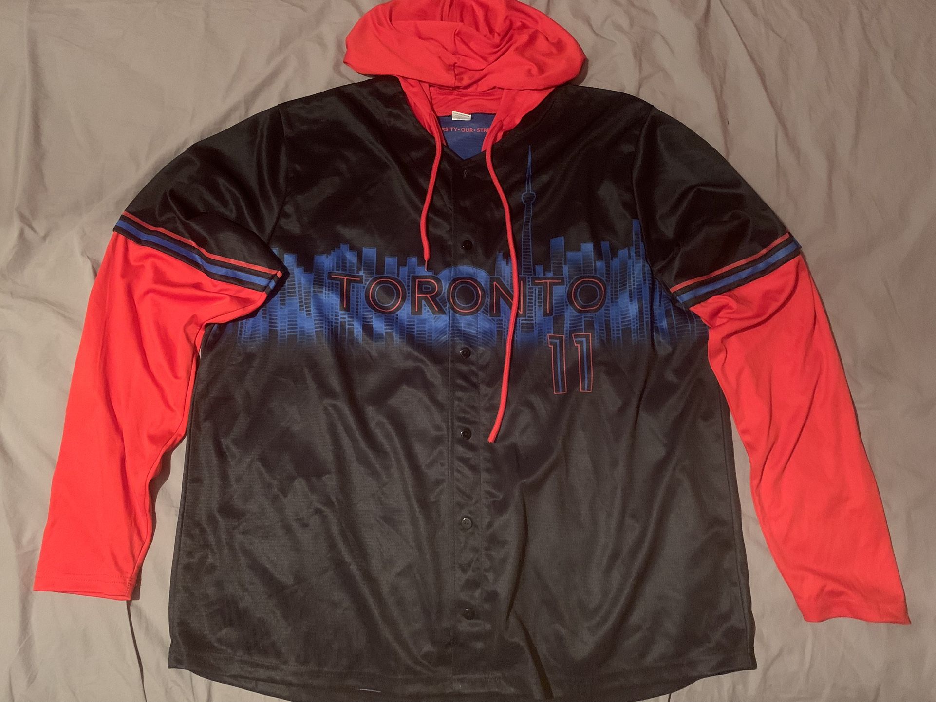 Toronto Blue Jays “Bo Bichette” Black & Red Hoodie; Men’s XL