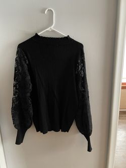 Sweater Blouse With Mesh Sleeves