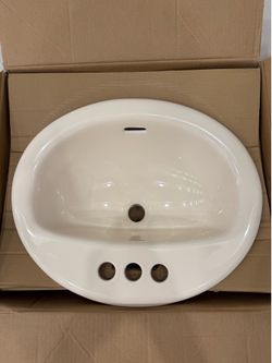 Glacier Bay 20” x 17” Drop-In Bathroom Sink – Bone – New