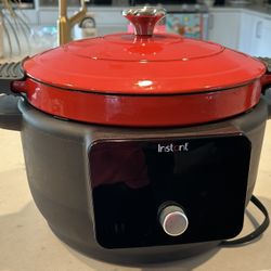 Instant Precision Cast Iron 11.4" x 10" Dutch Oven Black/Red 