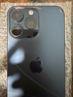 Unlocked iPhone 15 pro max 256 “Blue” damaged back of phone