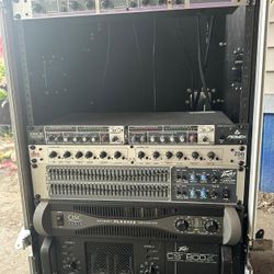 16-space audio box includes two amplifiers, a Peavey CS 800X and a QSC PLX 2402, a Peavey equalizer, a DBX crossover, and more. I sell it together wit