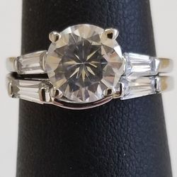 Sterling Silver and Cz Bridal Set.