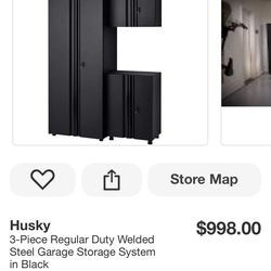 BRAND NEW IN BOX Husky 3-Piece Regular Duty Welded Steel Garage Storage System in Black