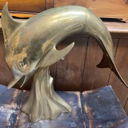 Vintage Large Solid Brass Dolphin