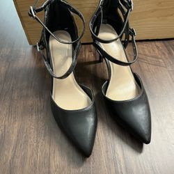 Kelly & Katie Studded Double Ankle Strap Black Pumps