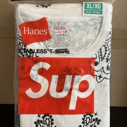DS Supreme x Hanes Bandana Shirts aka Tagless Tee White Pack SzXL (2 Shirts in 1 Pack)