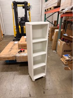 Slim White Storage Shelf Bookcase Organizer Cabinet