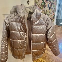 Girls Silver North Face Jacket