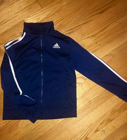 Adidas blue/white sweat jacket. Size 10-12