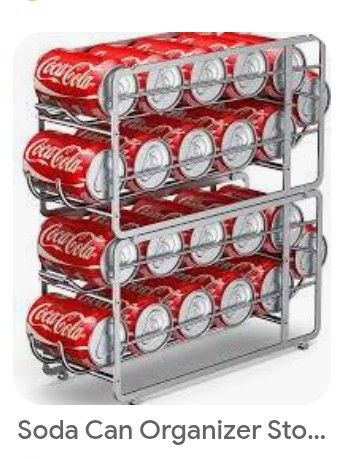2 Metal Soda Can Stackable Organizer & Dispenser for the Refrigerator or Pantry