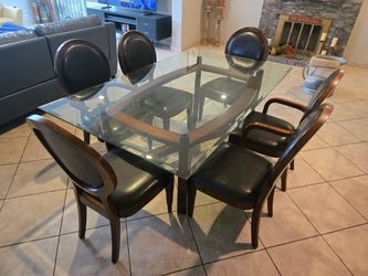 Glass top dining table for 6
